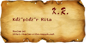 Káplár Rita névjegykártya