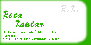 rita kaplar business card